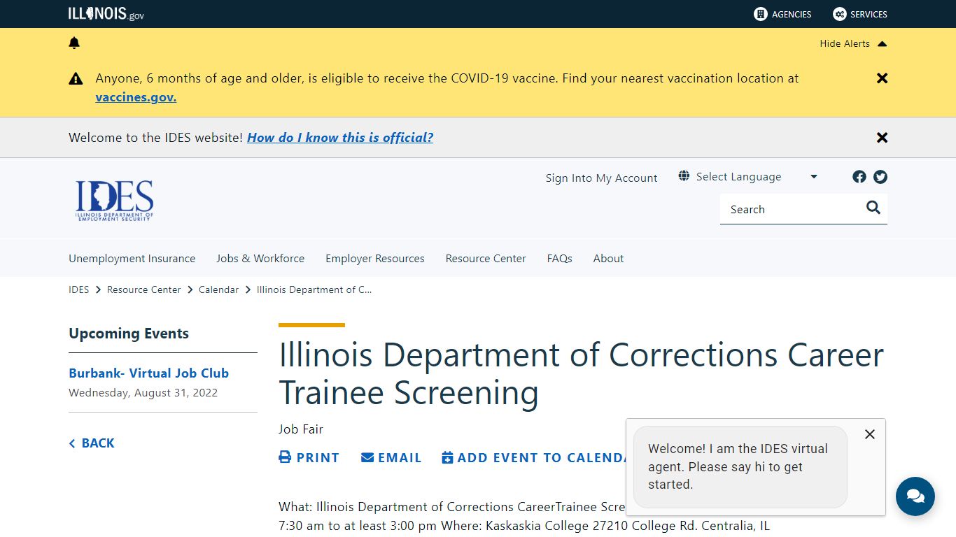 Illinois Department of Corrections Career Trainee Screening